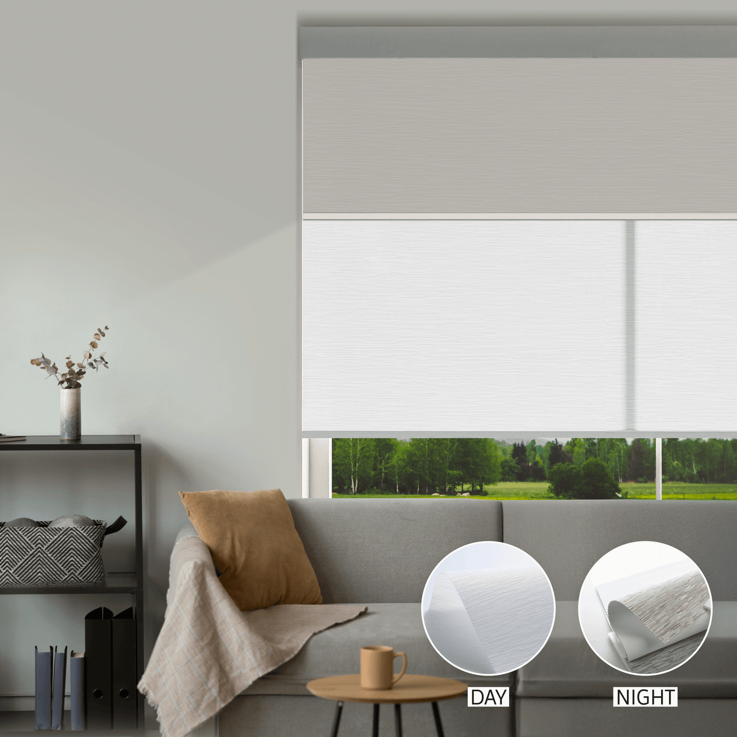 Cross Weave Day & Night Roller (Light Filtering + Blackout)