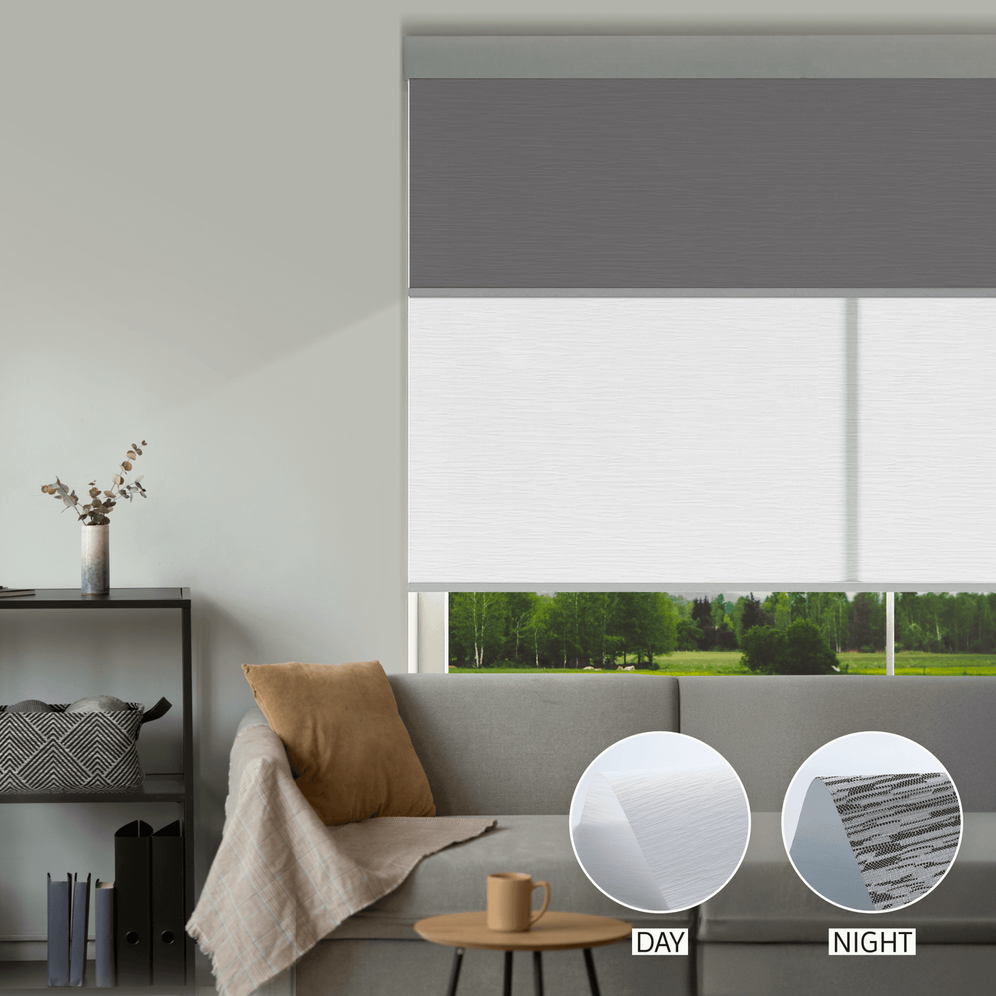 Cross Weave Day & Night Roller (Light Filtering + Blackout)