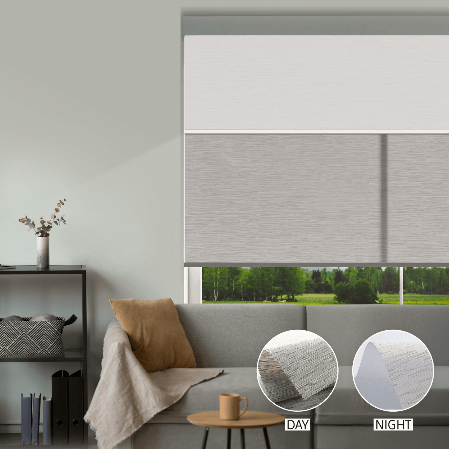 Cross Weave Day & Night Roller (Light Filtering + Blackout)