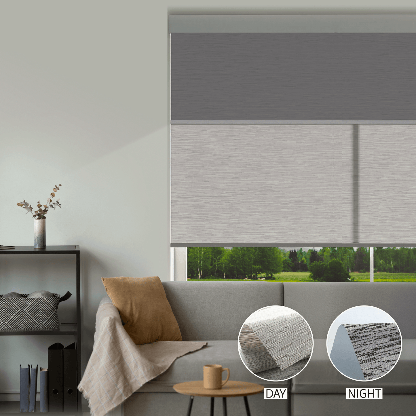 Cross Weave Day & Night Roller (Light Filtering + Blackout)