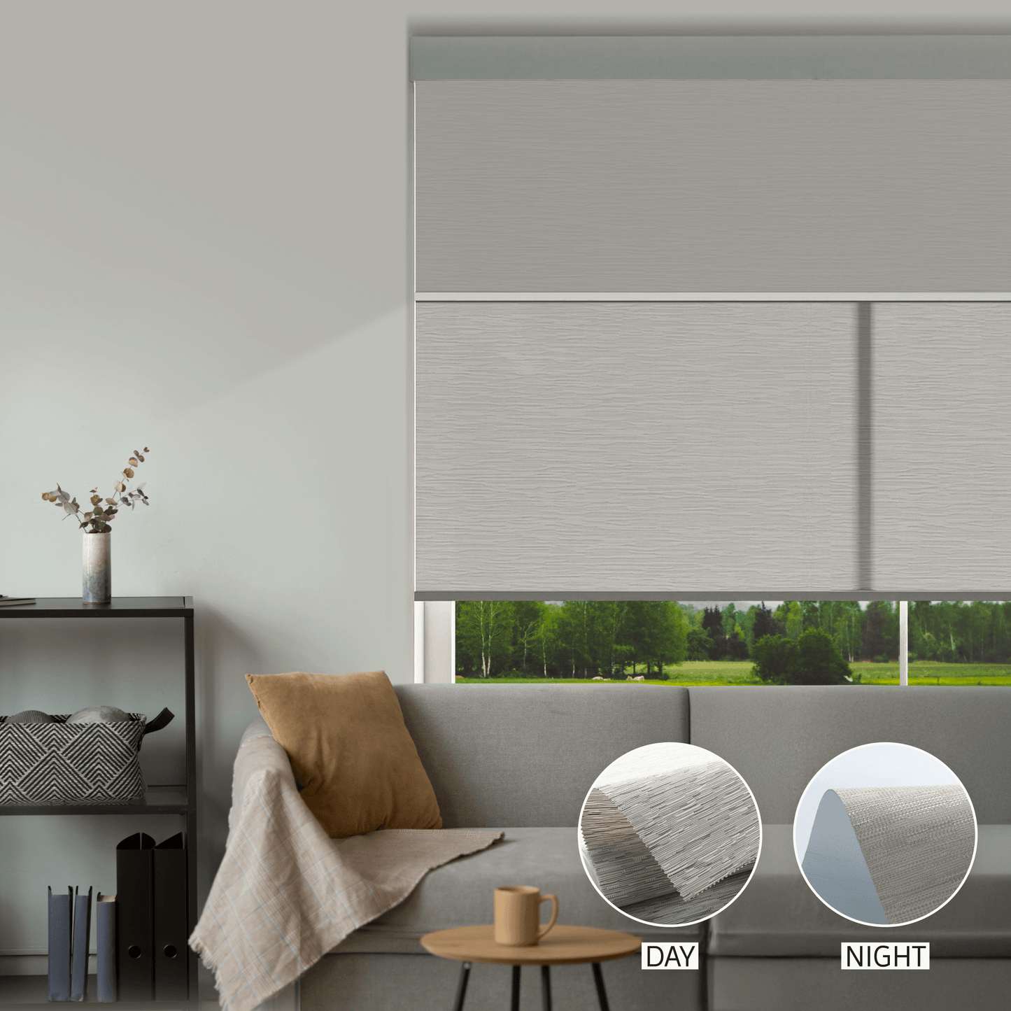 Cross Weave Day & Night Roller (Light Filtering + Blackout)