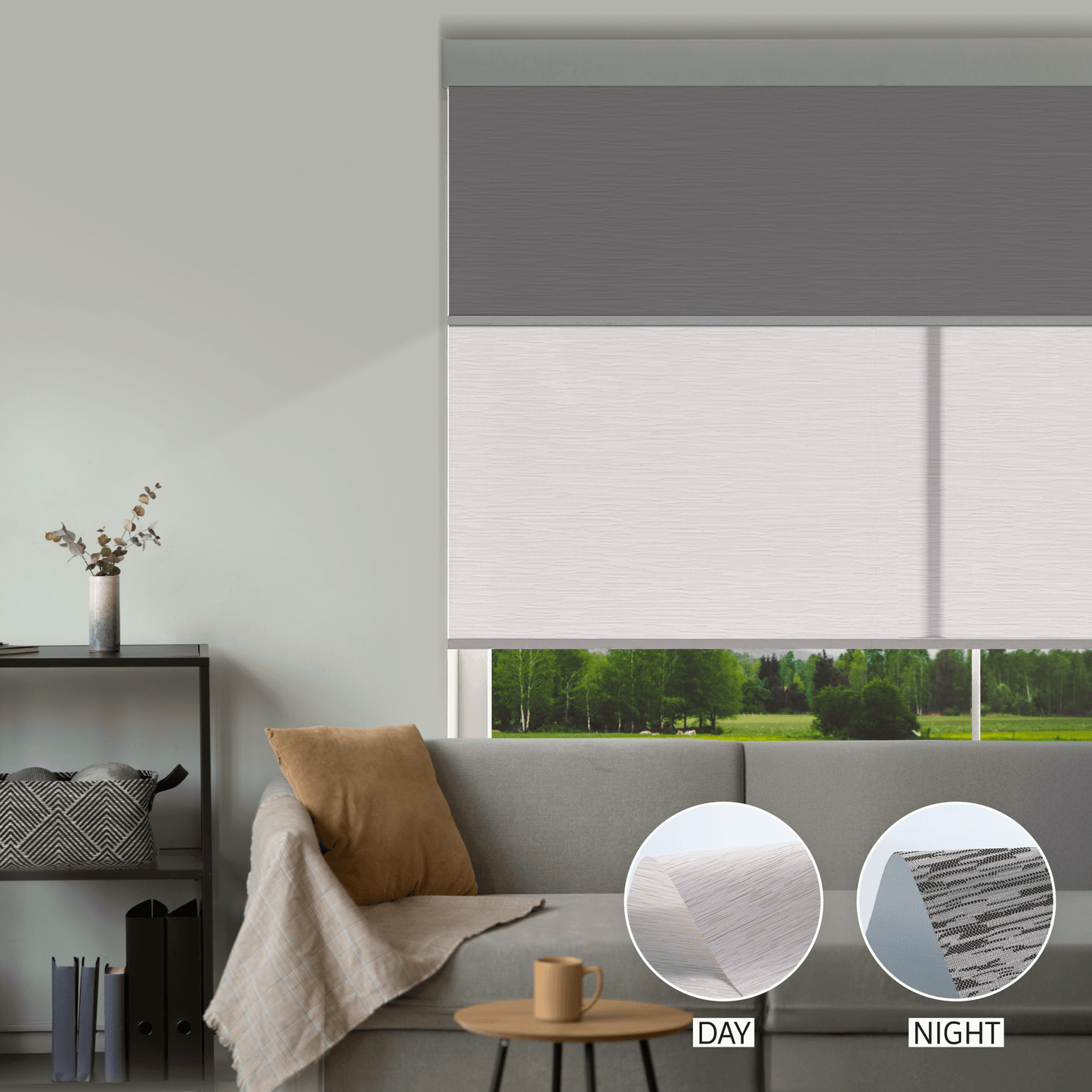 Cross Weave Day & Night Roller (Light Filtering + Blackout)