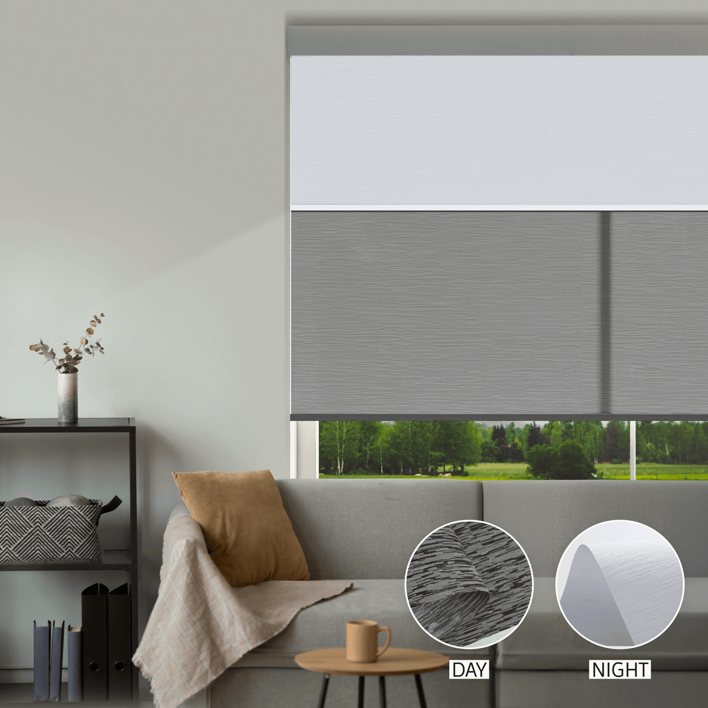 Cross Weave Day & Night Roller (Light Filtering + Blackout)