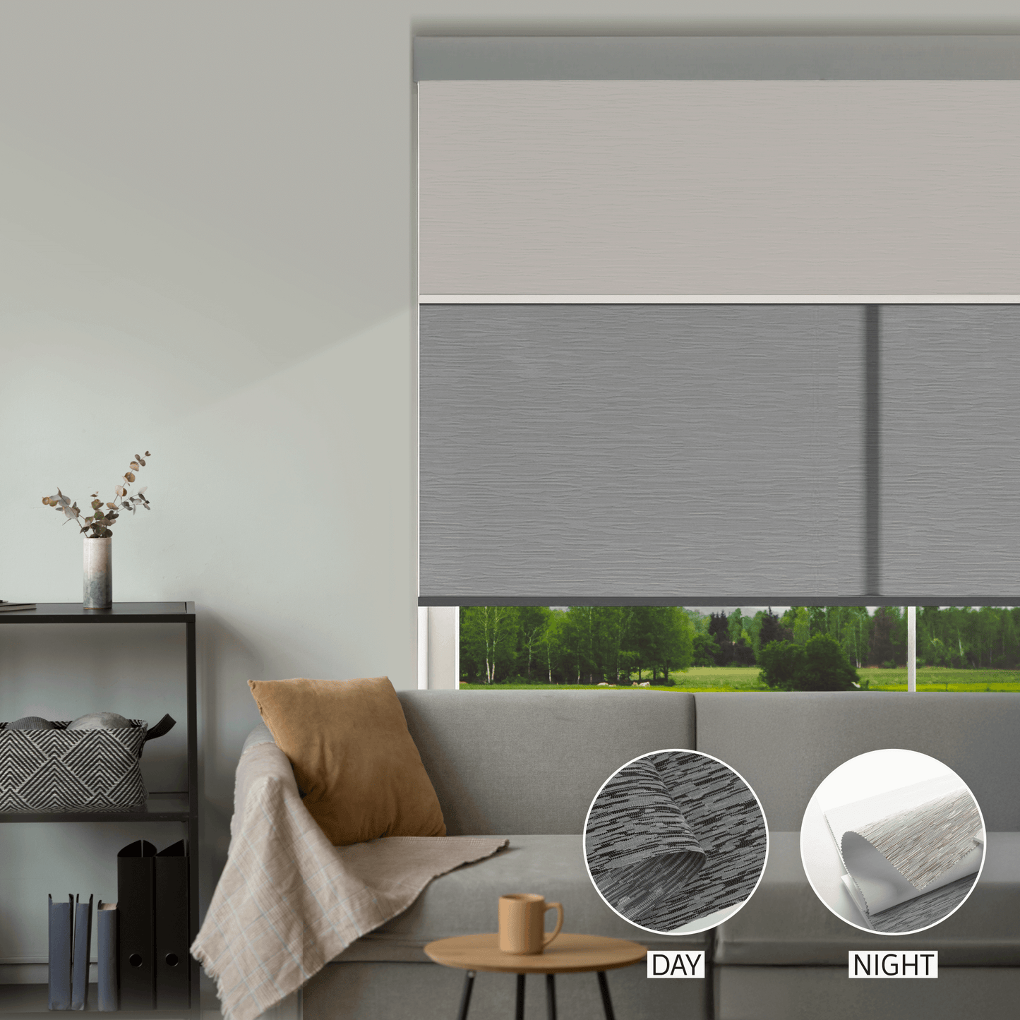 Cross Weave Day & Night Roller (Light Filtering + Blackout)