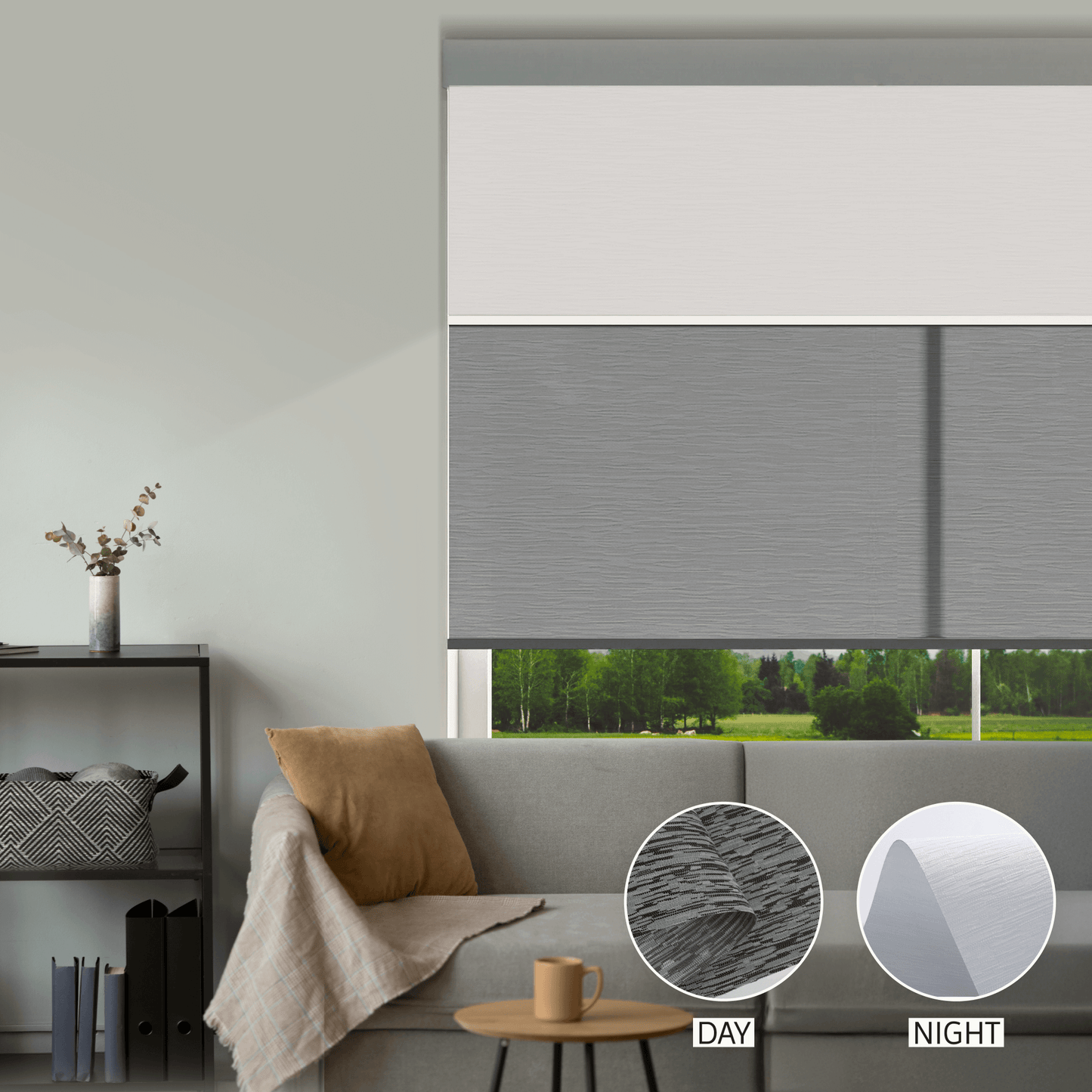 Cross Weave Day & Night Roller (Light Filtering + Blackout)