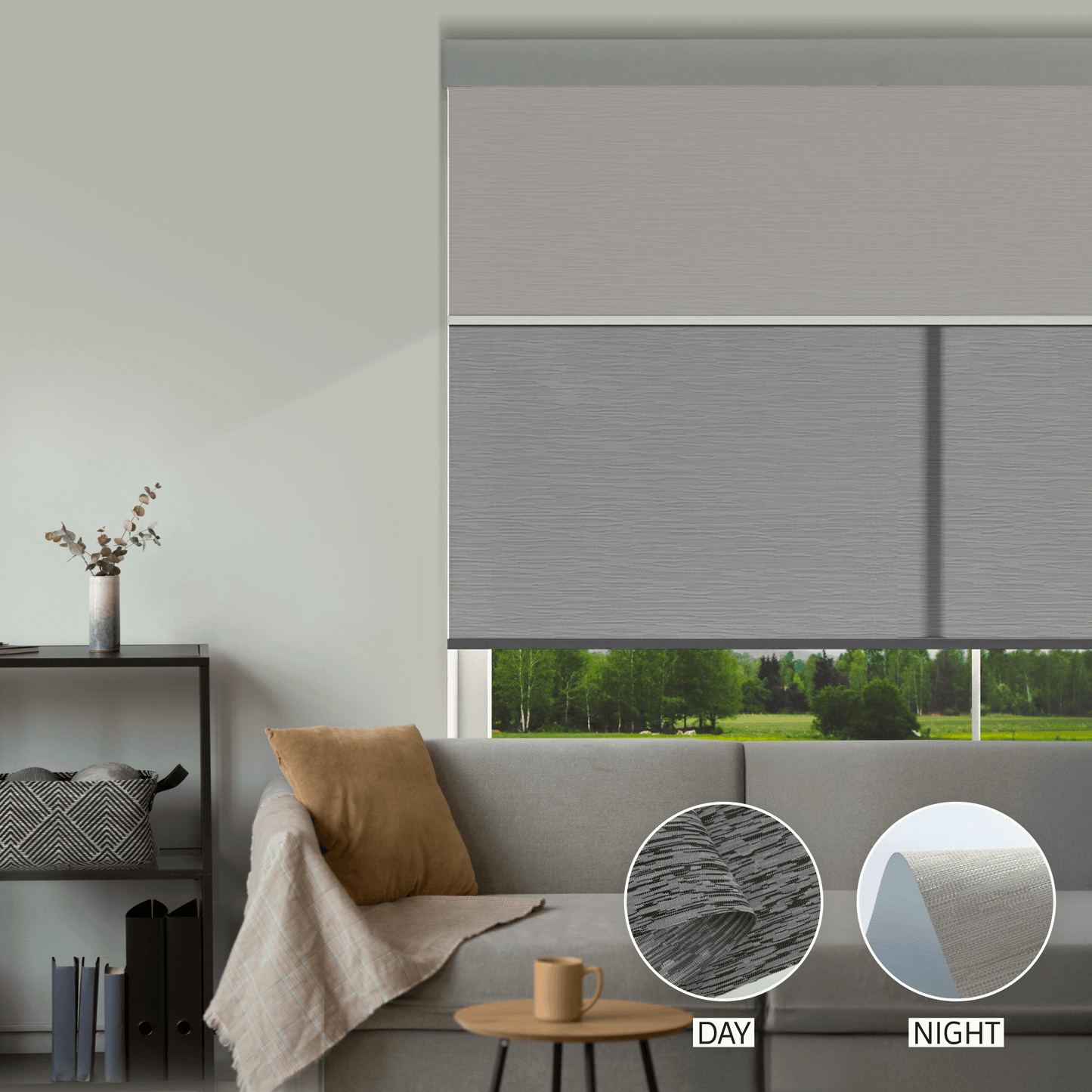 Cross Weave Day & Night Roller (Light Filtering + Blackout)