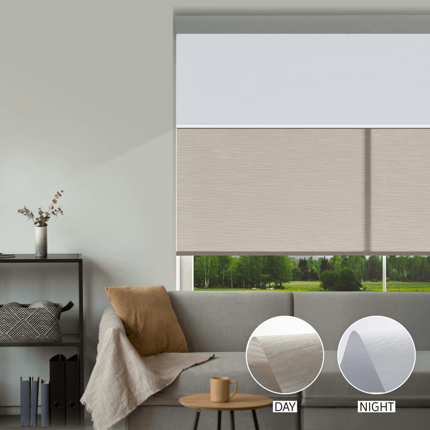 Cross Weave Day & Night Roller (Light Filtering + Blackout)