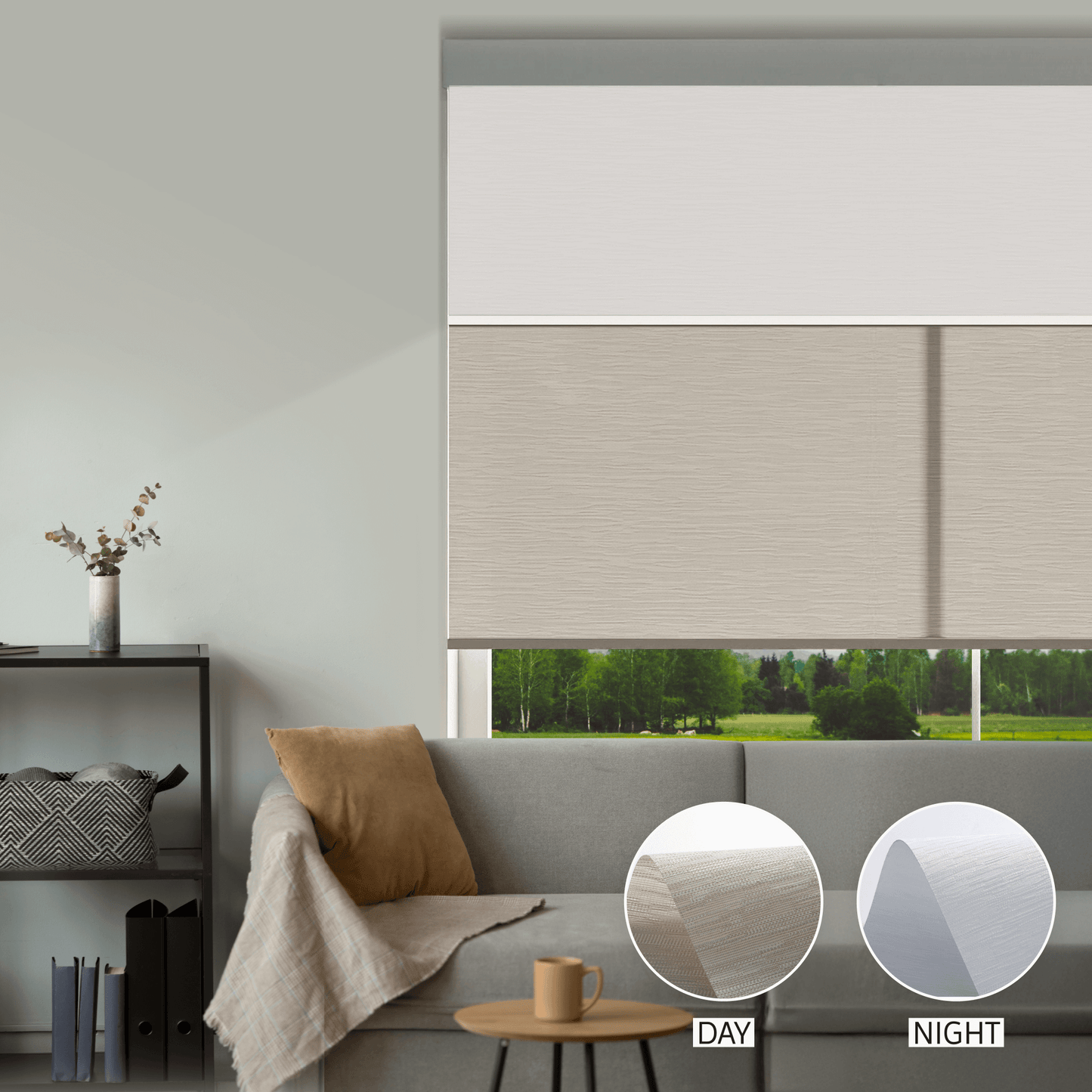 Cross Weave Day & Night Roller (Light Filtering + Blackout)