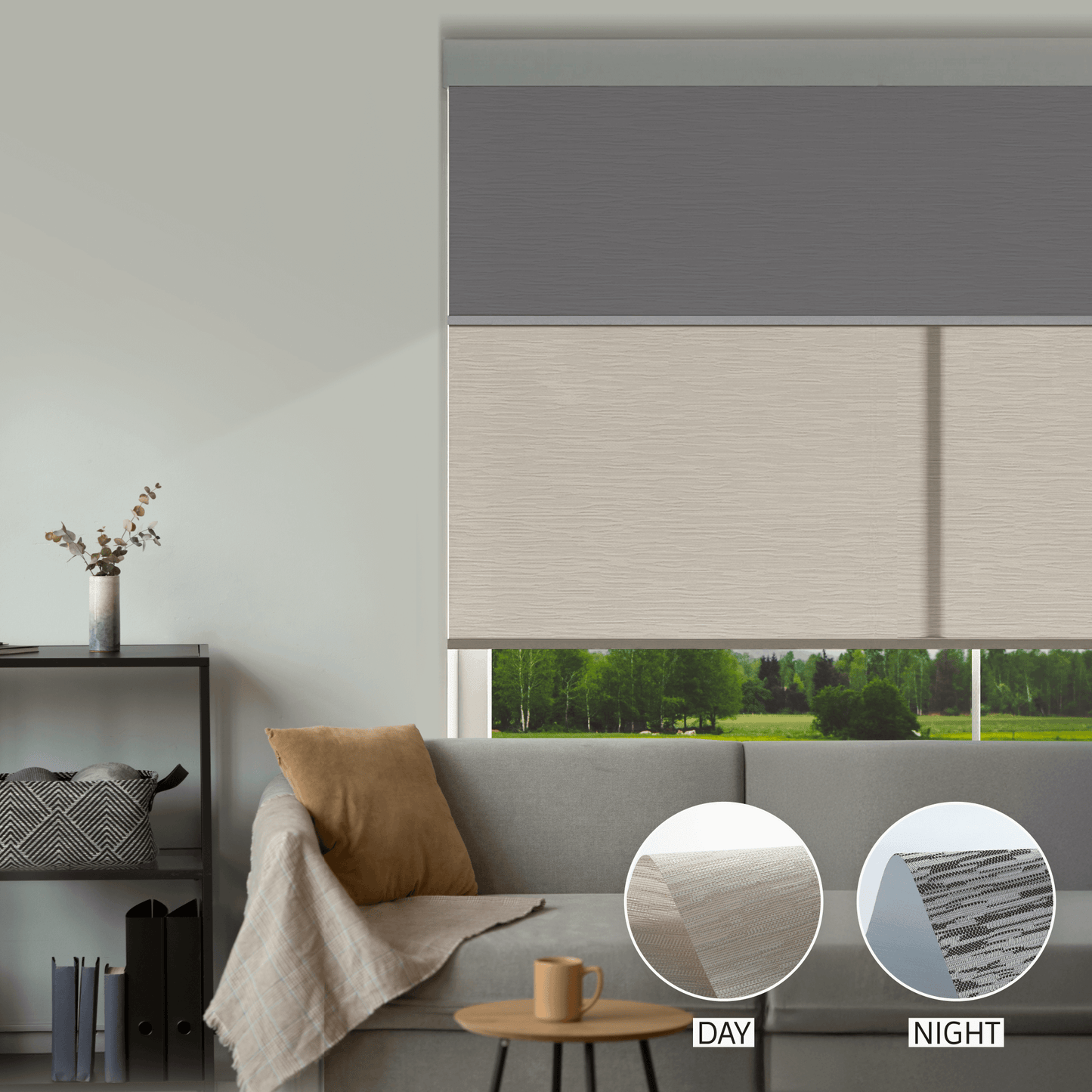 Cross Weave Day & Night Roller (Light Filtering + Blackout)