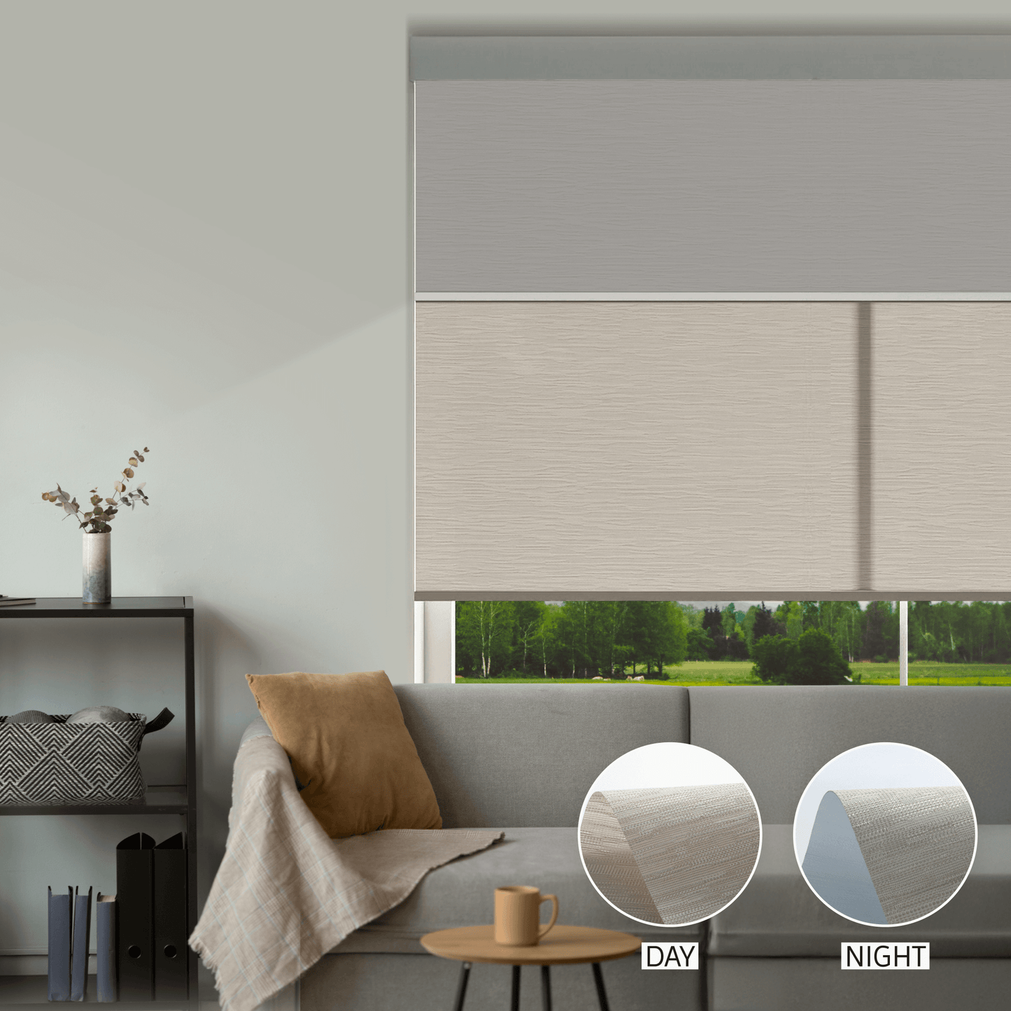 Cross Weave Day & Night Roller (Light Filtering + Blackout)