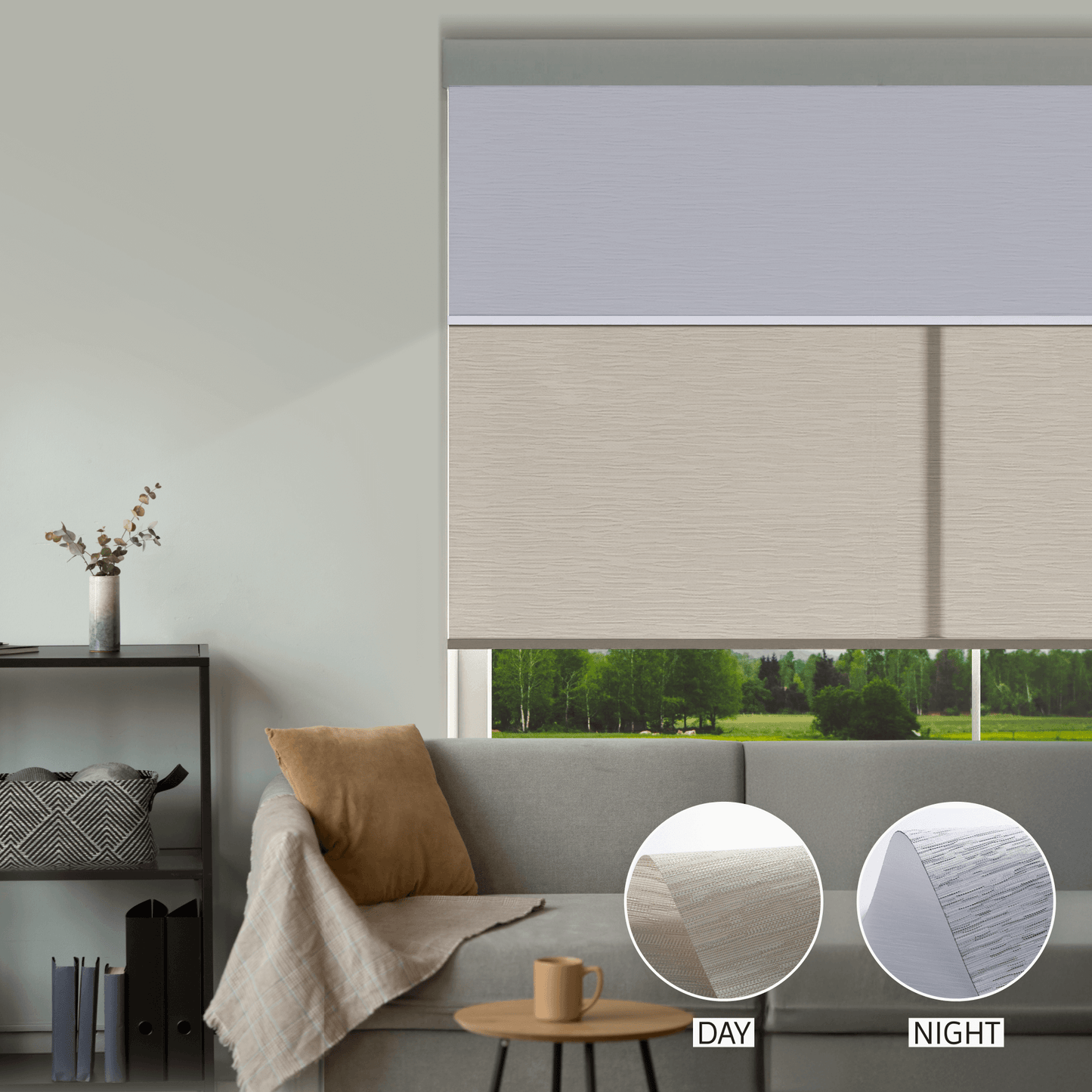 Cross Weave Day & Night Roller (Light Filtering + Blackout)