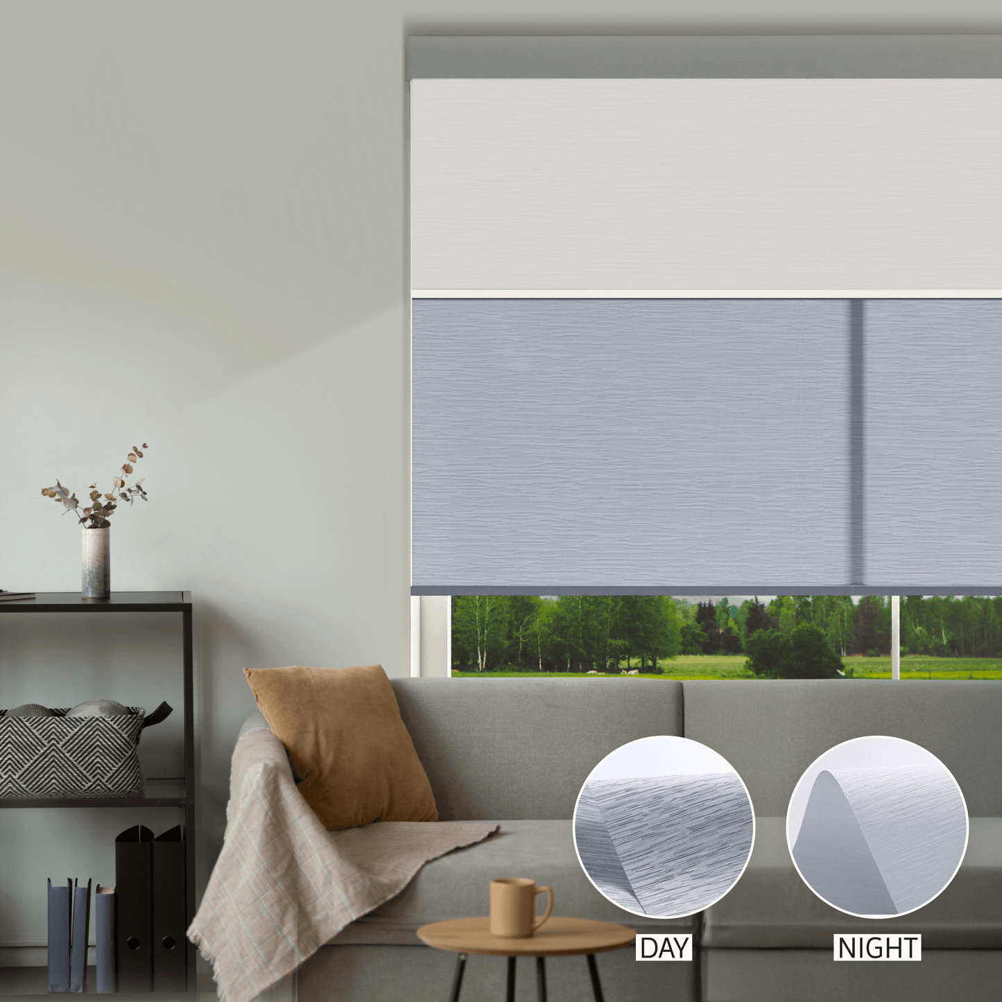 Cross Weave Day & Night Roller (Light Filtering + Blackout)