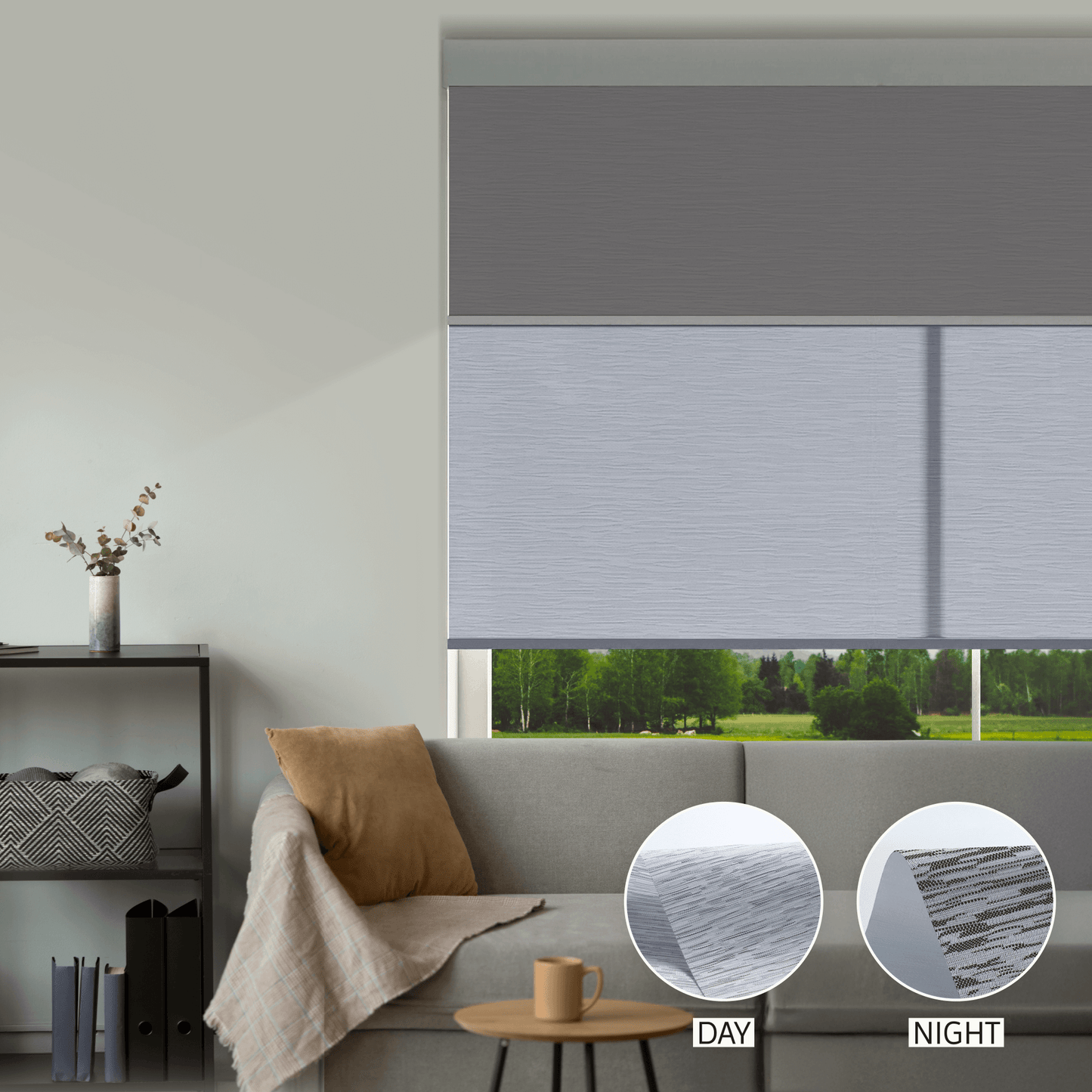 Cross Weave Day & Night Roller (Light Filtering + Blackout)