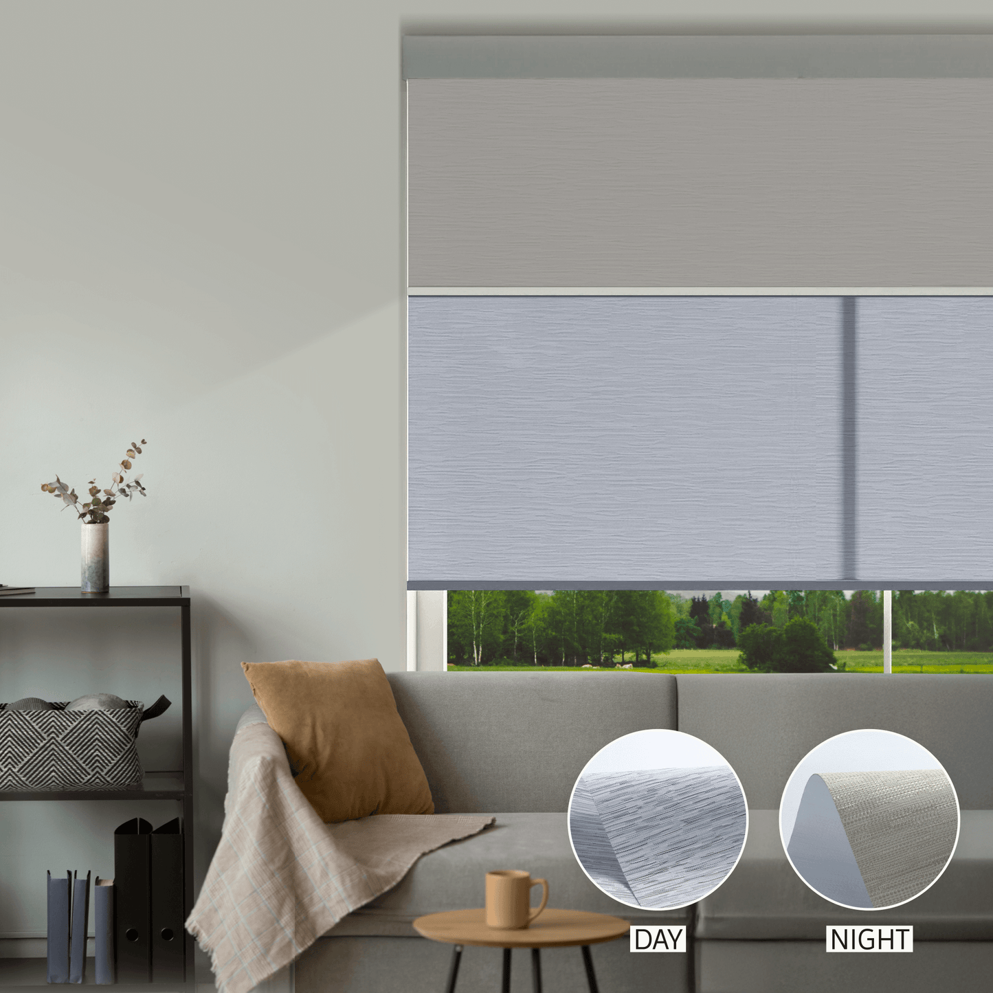 Cross Weave Day & Night Roller (Light Filtering + Blackout)