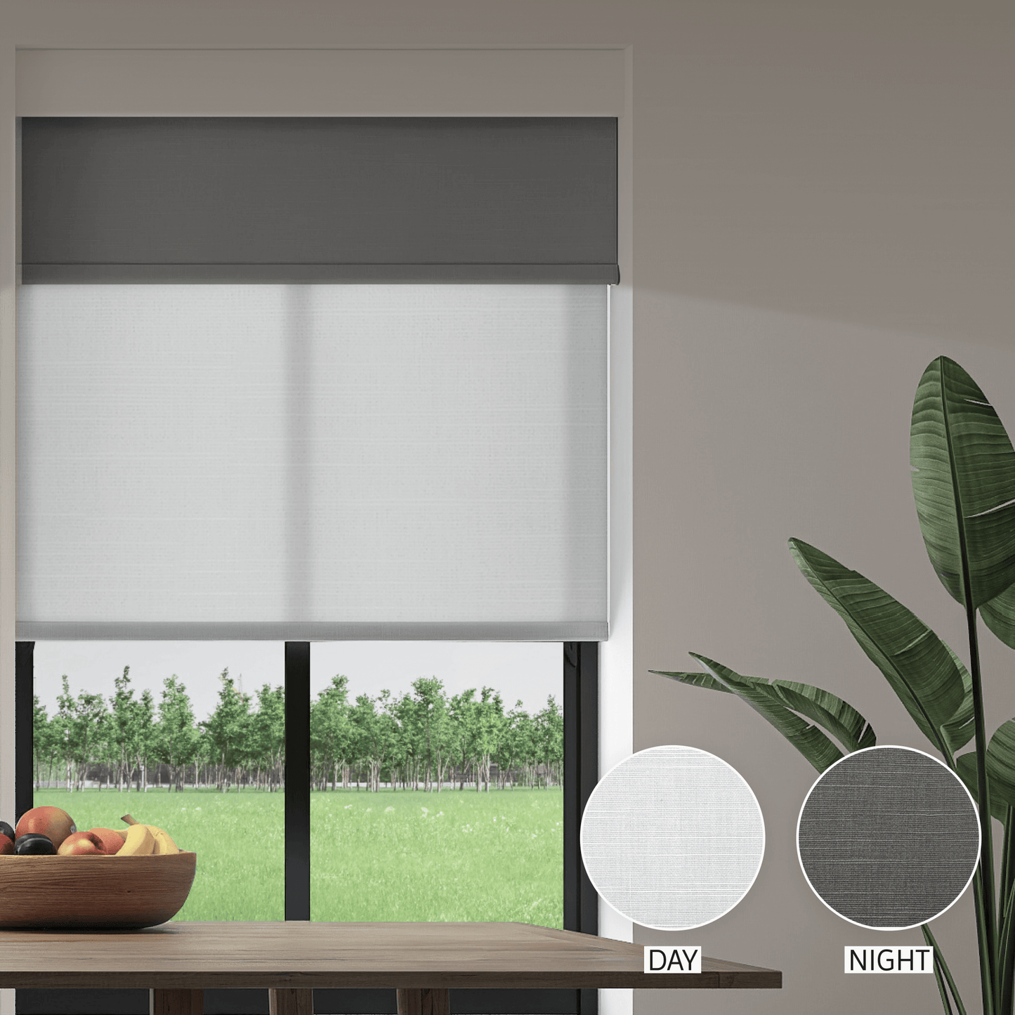 Linen Weave Day & Night Roller (Light Filtering + Blackout)