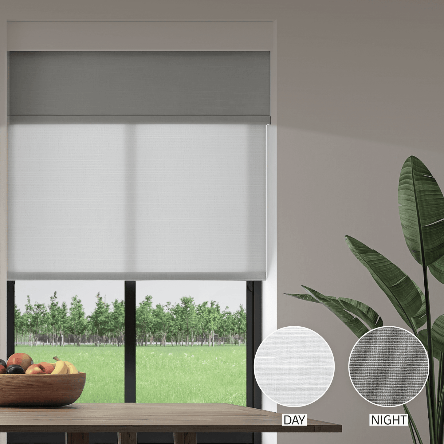 Linen Weave Day & Night Roller (Light Filtering + Blackout)