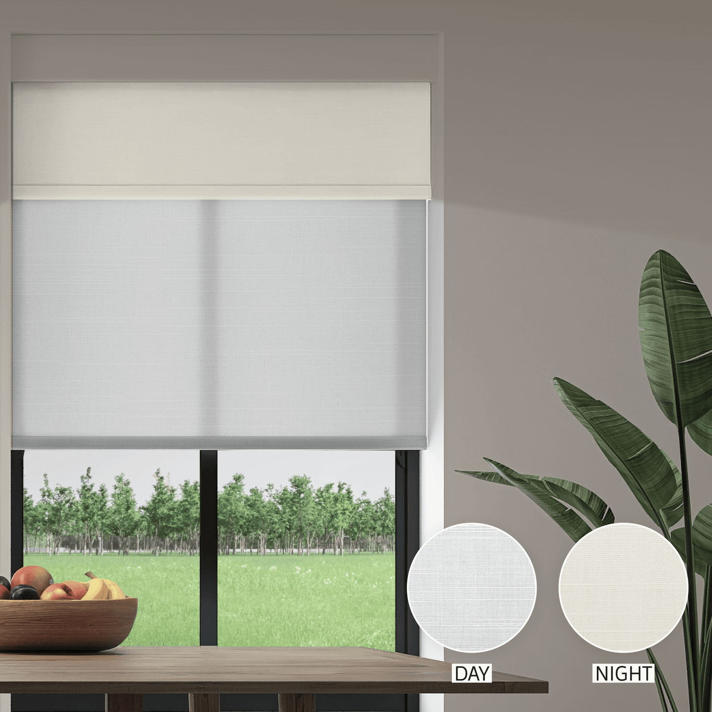 Linen Weave Day & Night Roller (Light Filtering + Blackout)