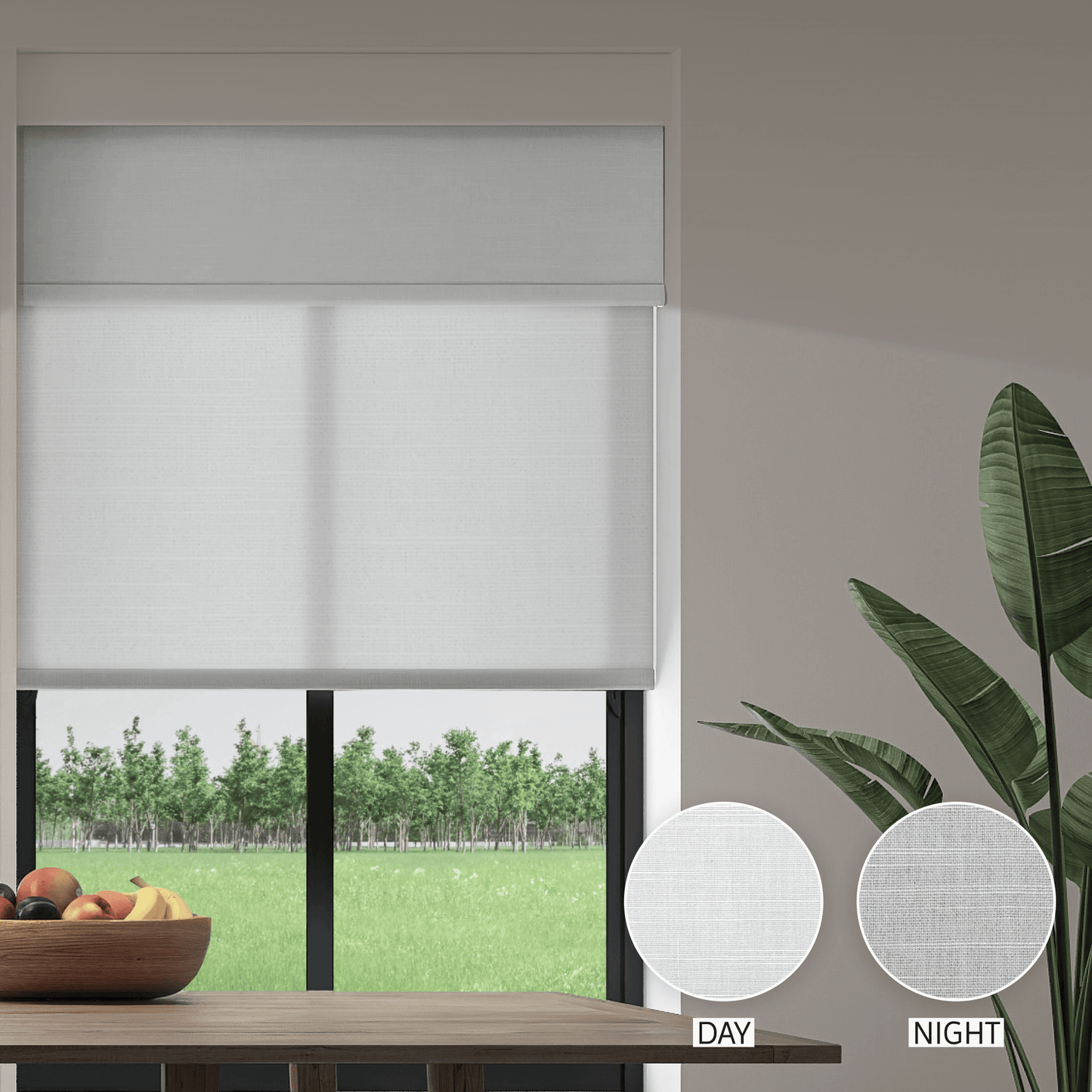 Linen Weave Day & Night Roller (Light Filtering + Blackout)