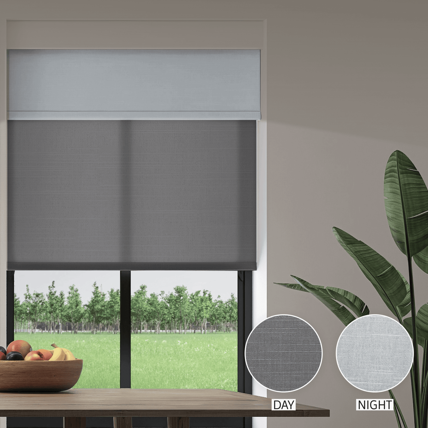 Linen Weave Day & Night Roller (Light Filtering + Blackout)