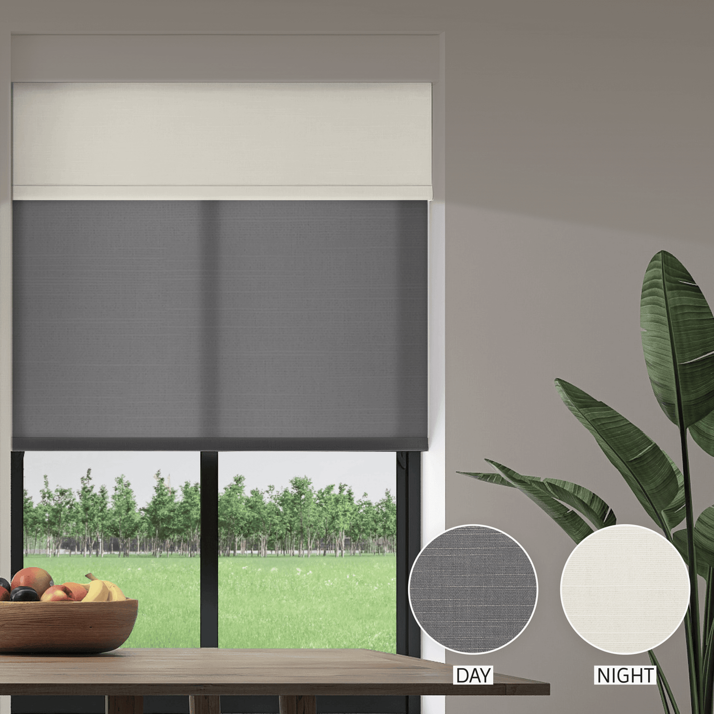 Linen Weave Day & Night Roller (Light Filtering + Blackout)