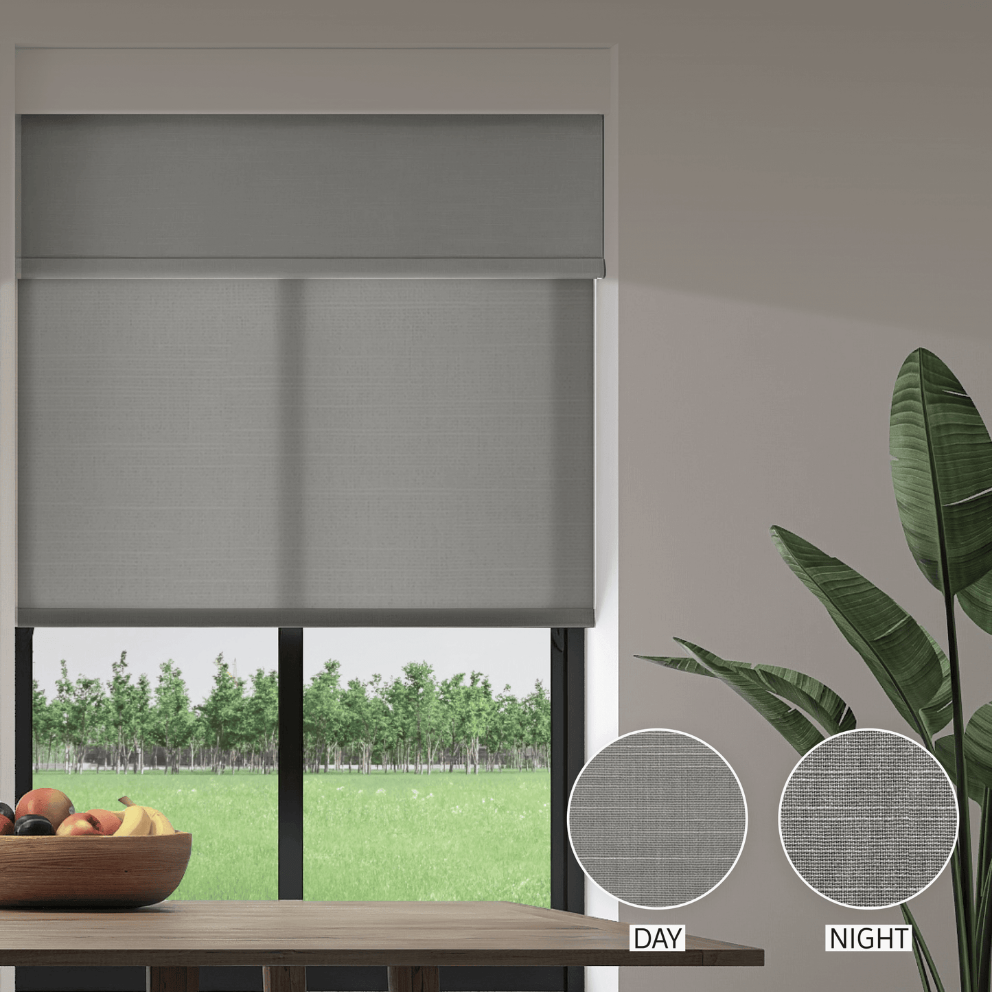 Linen Weave Day & Night Roller (Light Filtering + Blackout)