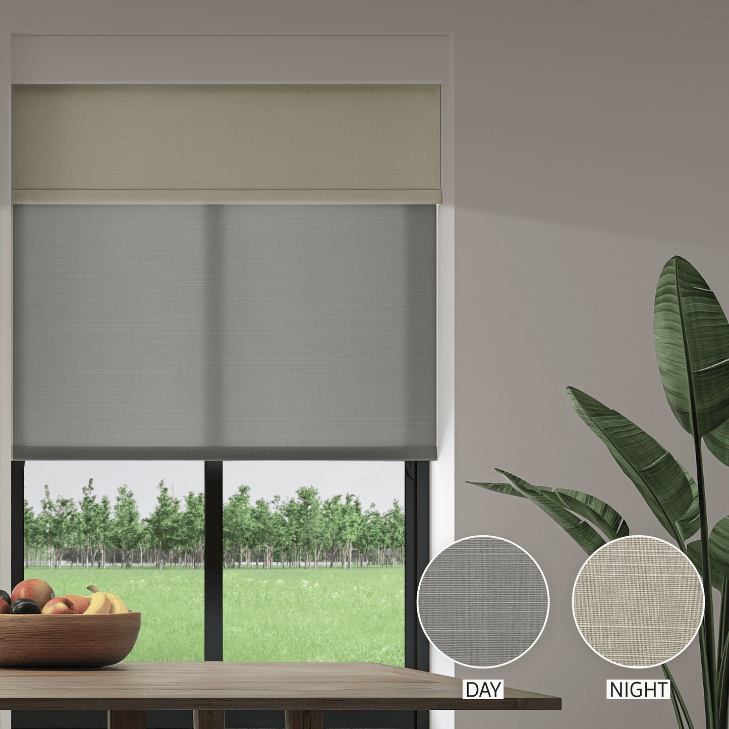 Linen Weave Day & Night Roller (Light Filtering + Blackout)