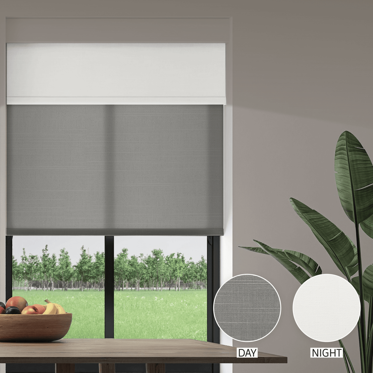 Linen Weave Day & Night Roller (Light Filtering + Blackout)