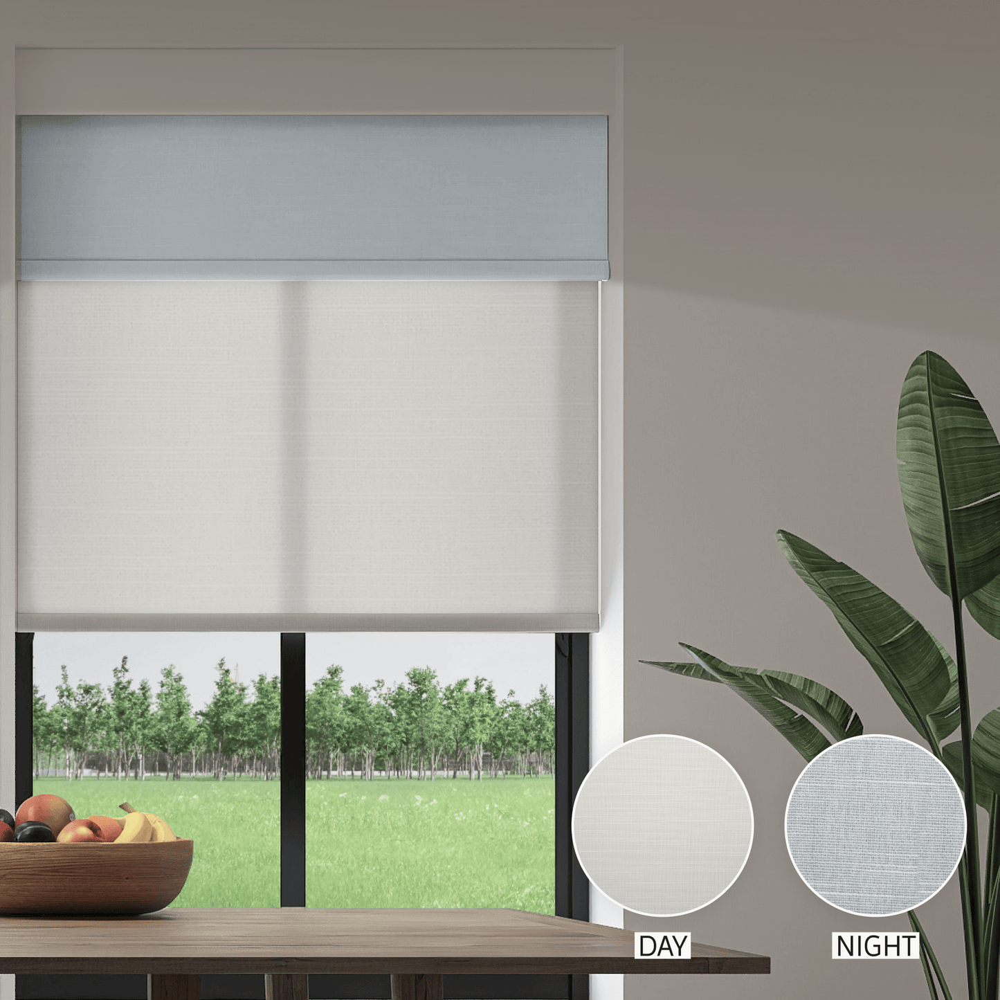 Linen Weave Day & Night Roller (Light Filtering + Blackout)