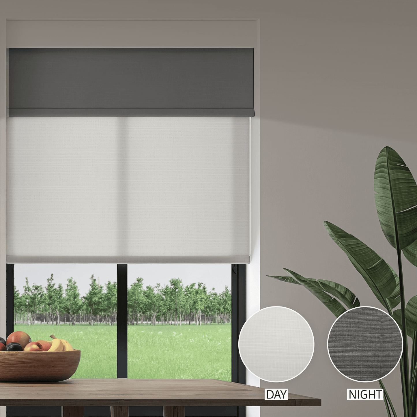 Linen Weave Day & Night Roller (Light Filtering + Blackout)