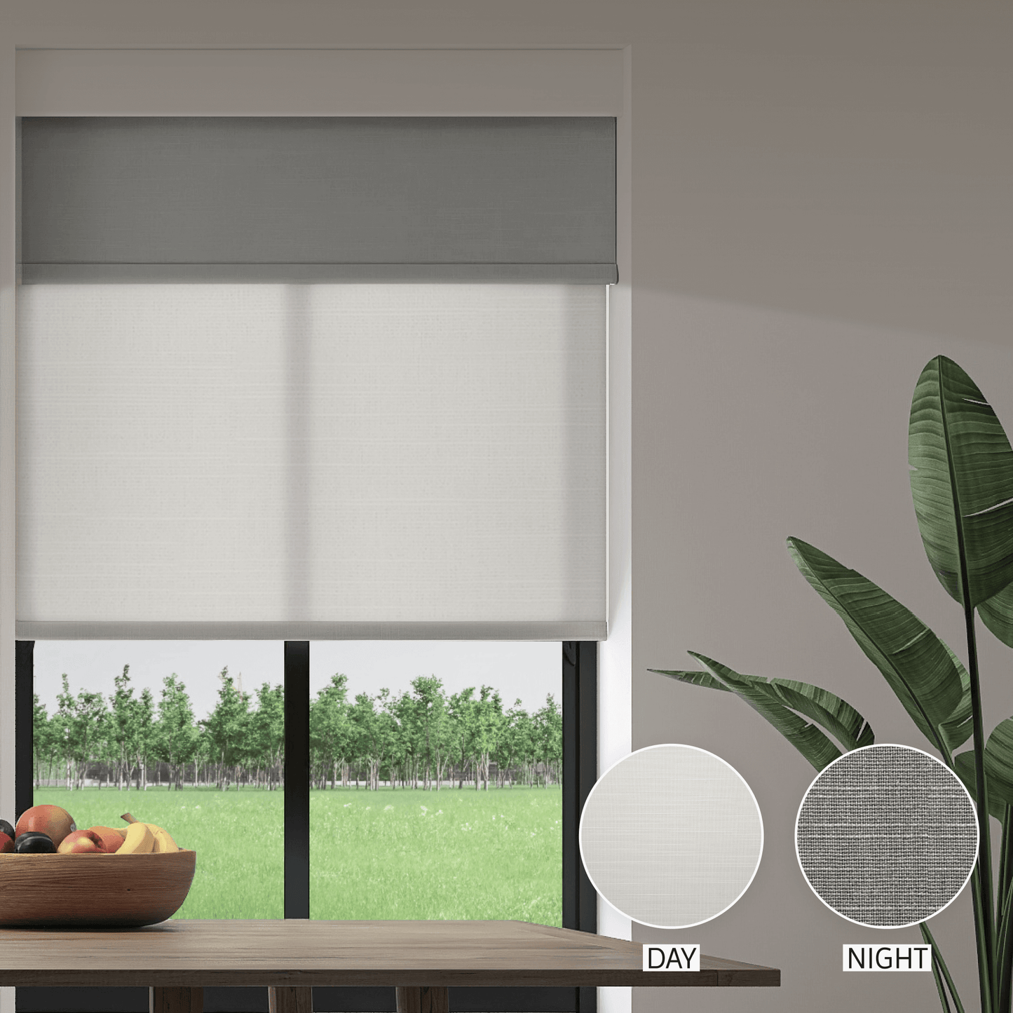 Linen Weave Day & Night Roller (Light Filtering + Blackout)