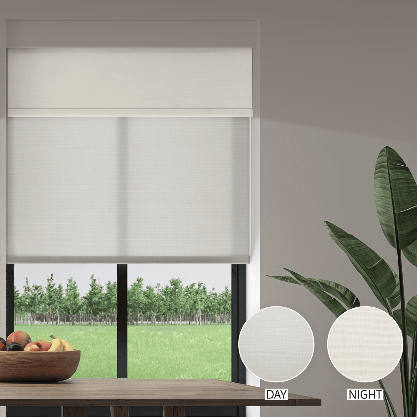 Linen Weave Day & Night Roller (Light Filtering + Blackout)