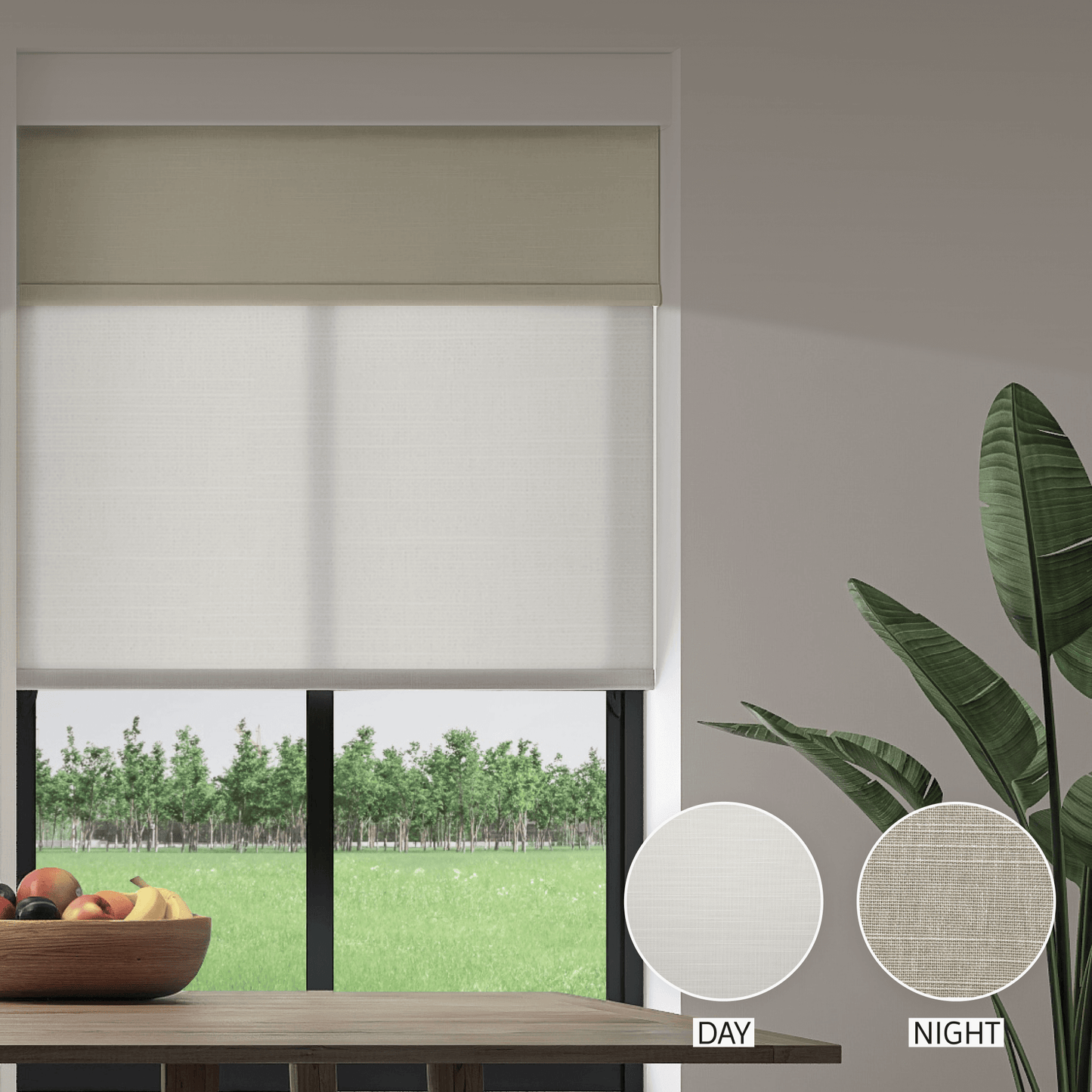 Linen Weave Day & Night Roller (Light Filtering + Blackout)