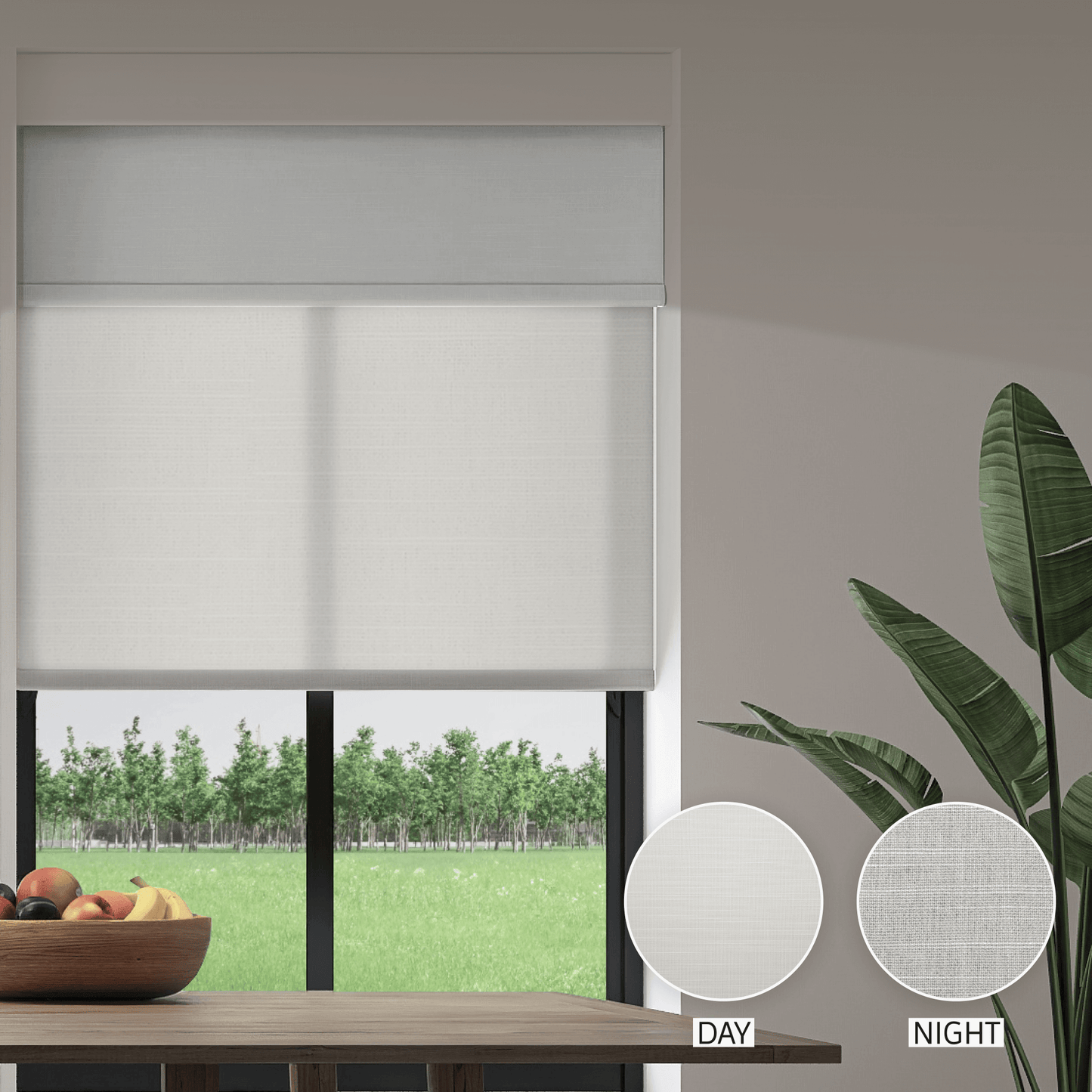 Linen Weave Day & Night Roller (Light Filtering + Blackout)