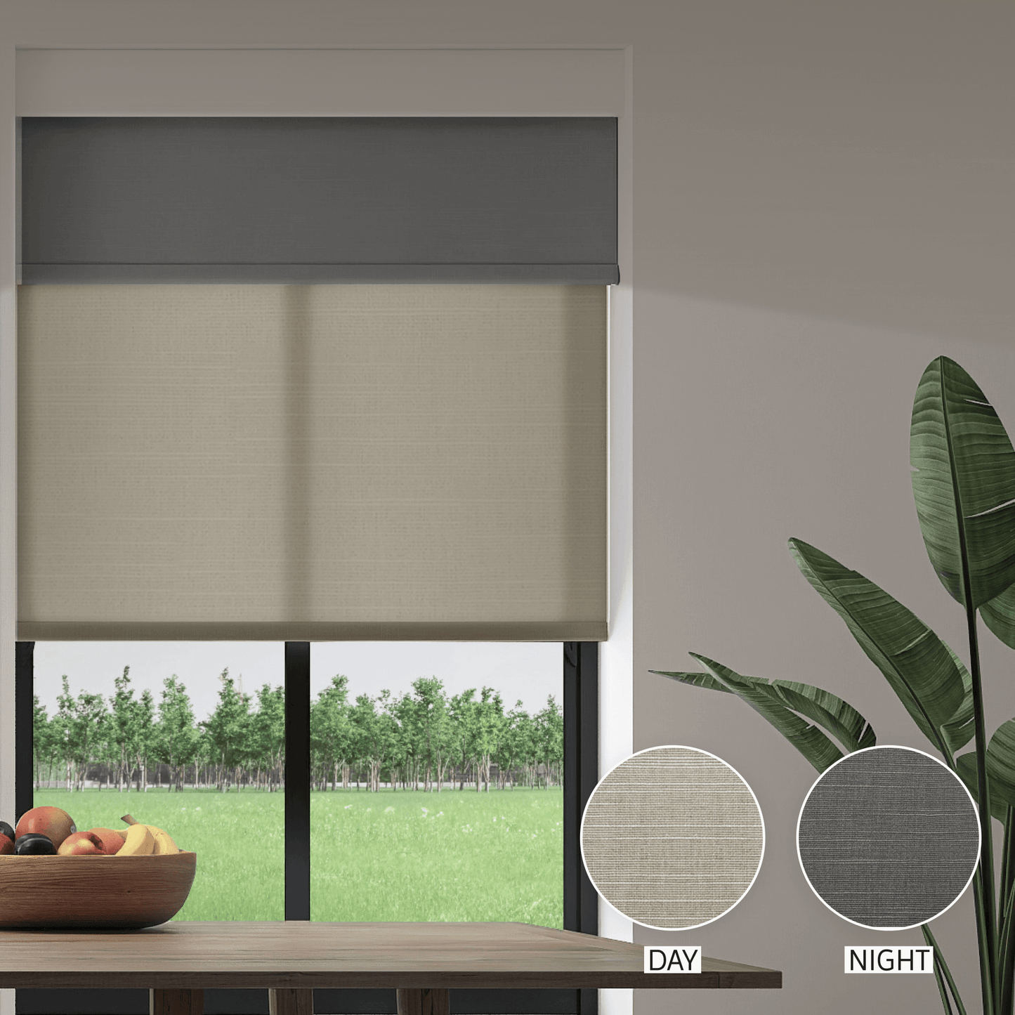 Linen Weave Day & Night Roller (Light Filtering + Blackout)