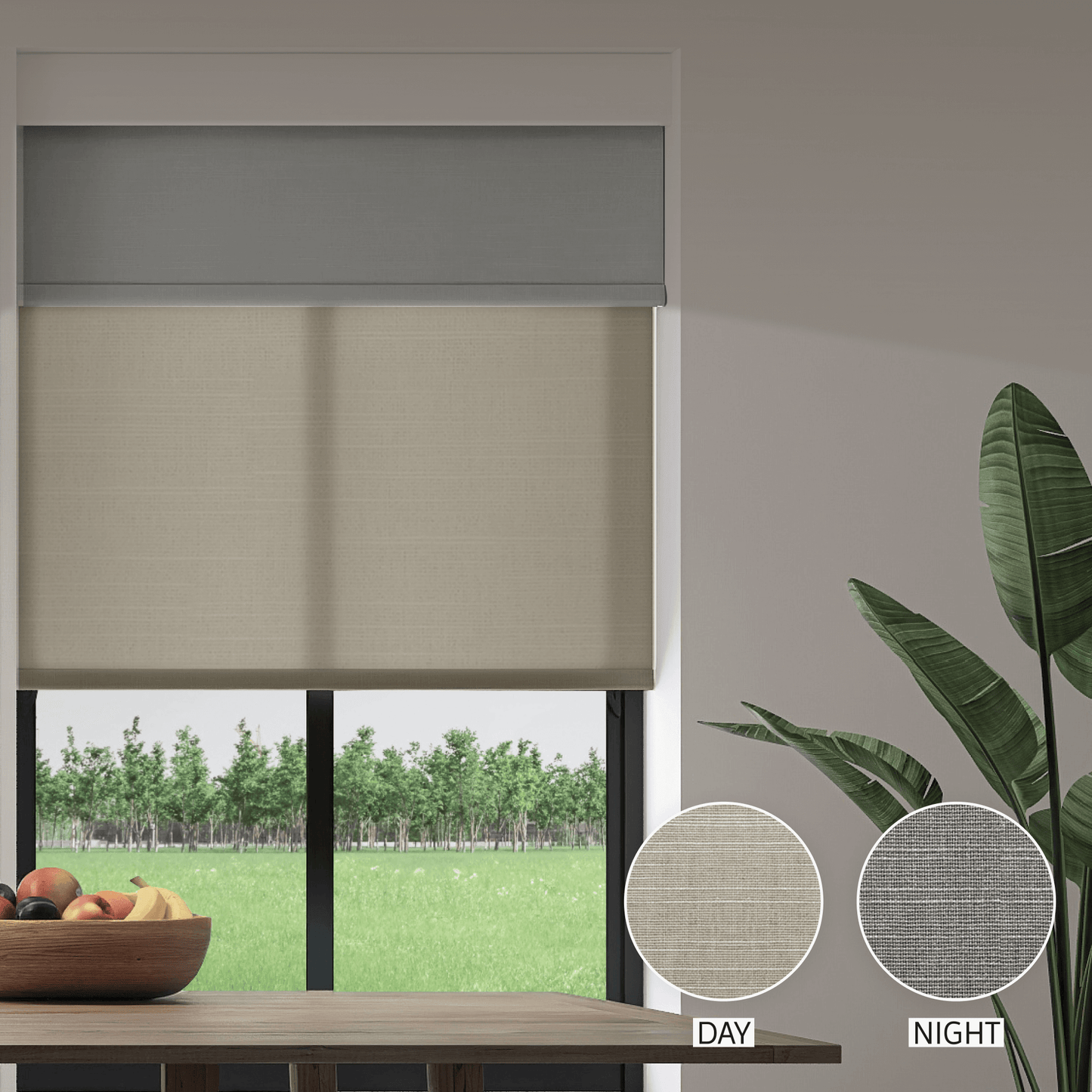 Linen Weave Day & Night Roller (Light Filtering + Blackout)