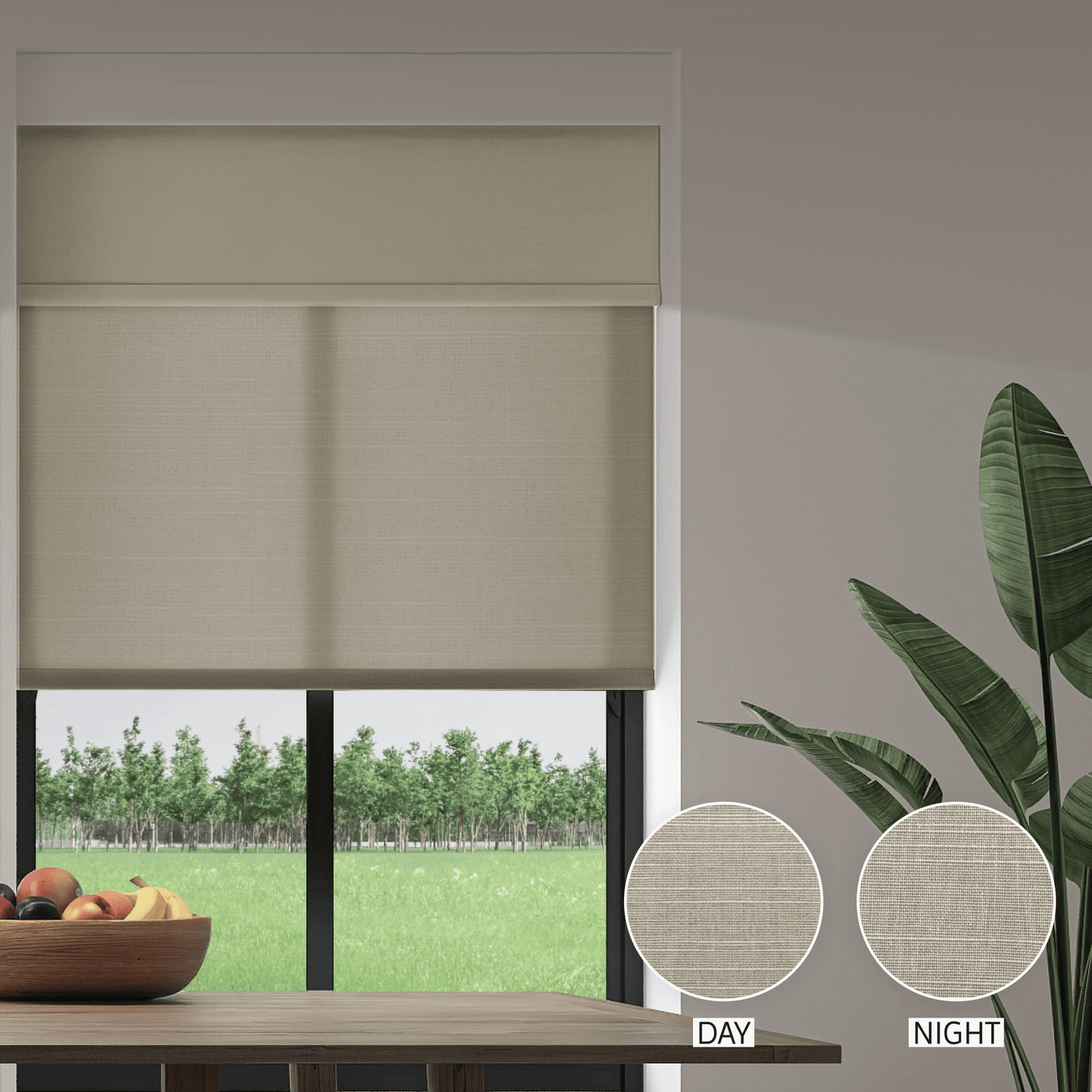 Linen Weave Day & Night Roller (Light Filtering + Blackout)