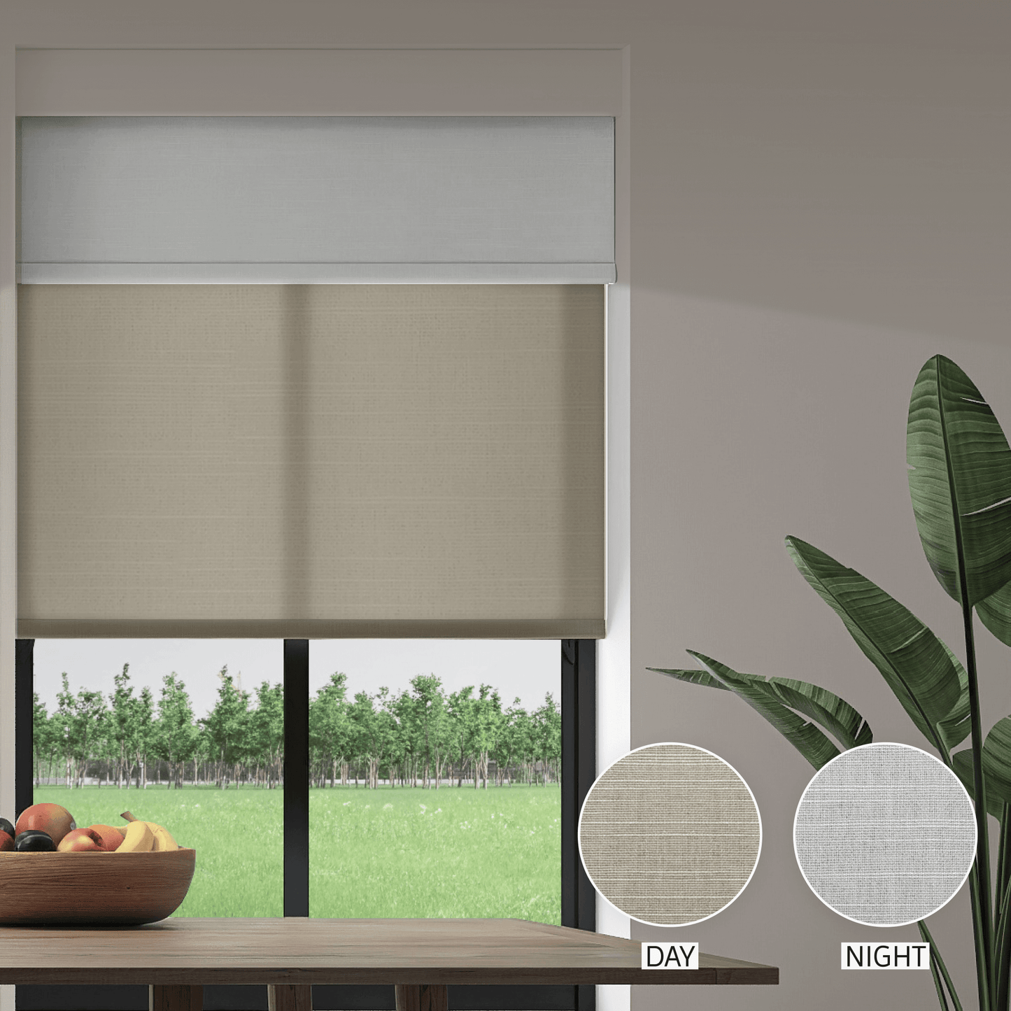 Linen Weave Day & Night Roller (Light Filtering + Blackout)