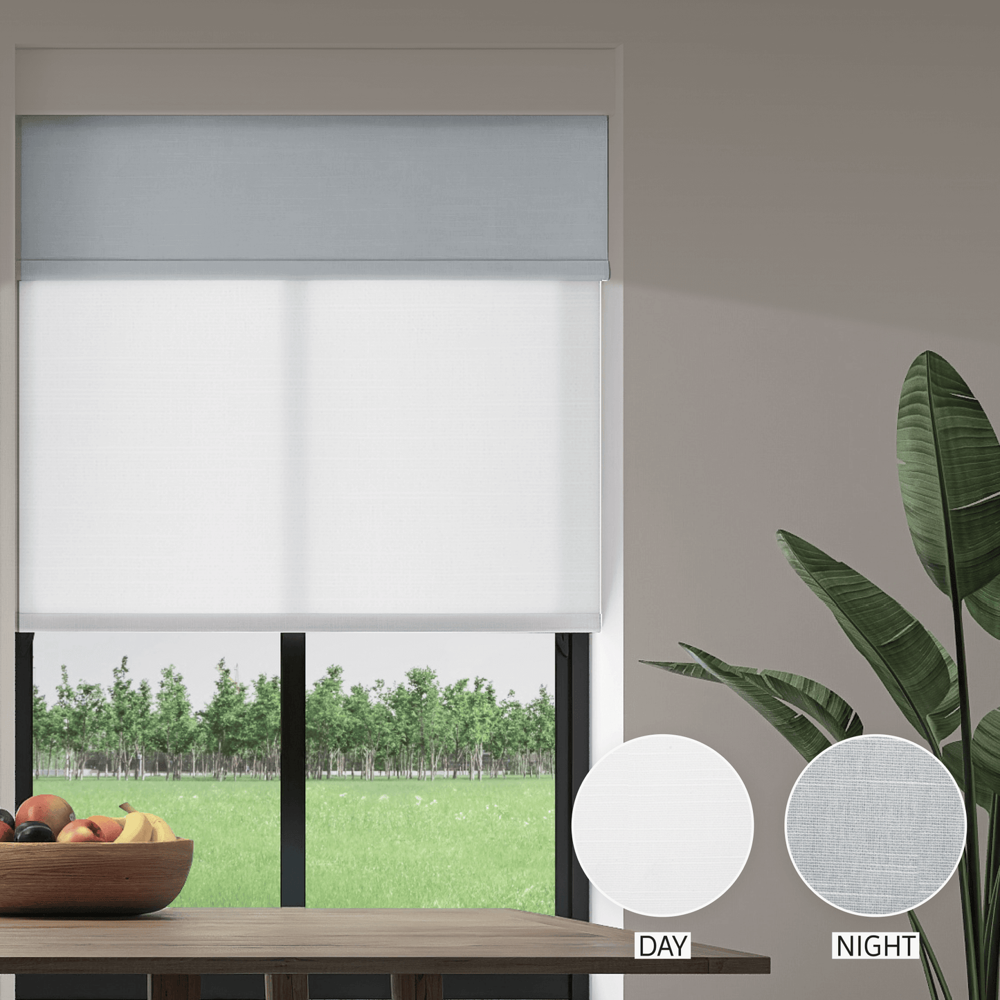 Linen Weave Day & Night Roller (Light Filtering + Blackout)