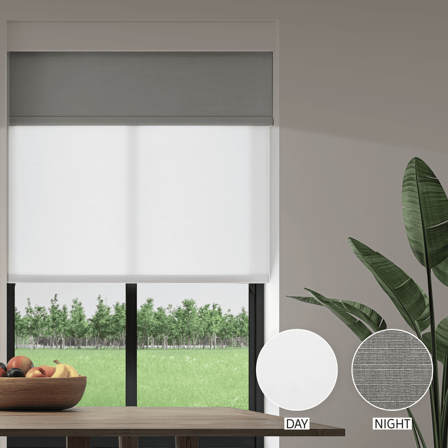 Linen Weave Day & Night Roller (Light Filtering + Blackout)