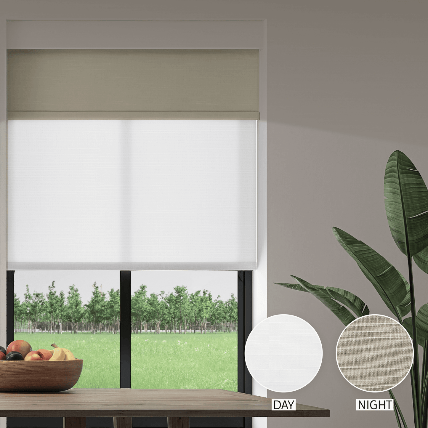 Linen Weave Day & Night Roller (Light Filtering + Blackout)