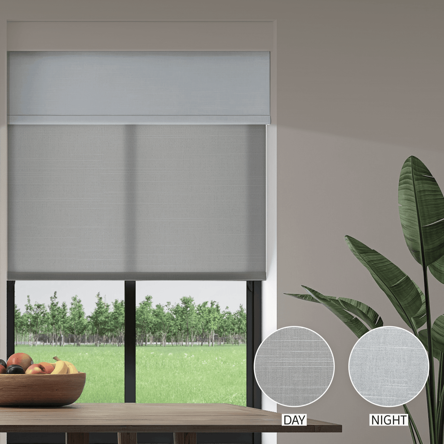 Linen Weave Day & Night Roller (Light Filtering + Blackout)