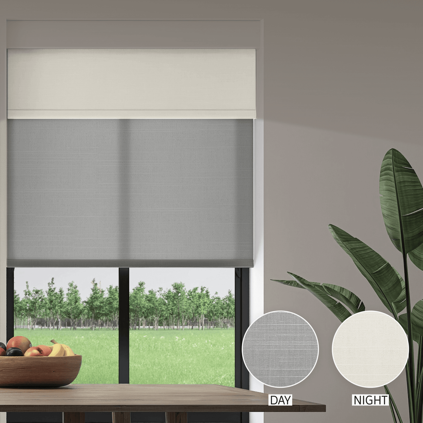 Linen Weave Day & Night Roller (Light Filtering + Blackout)