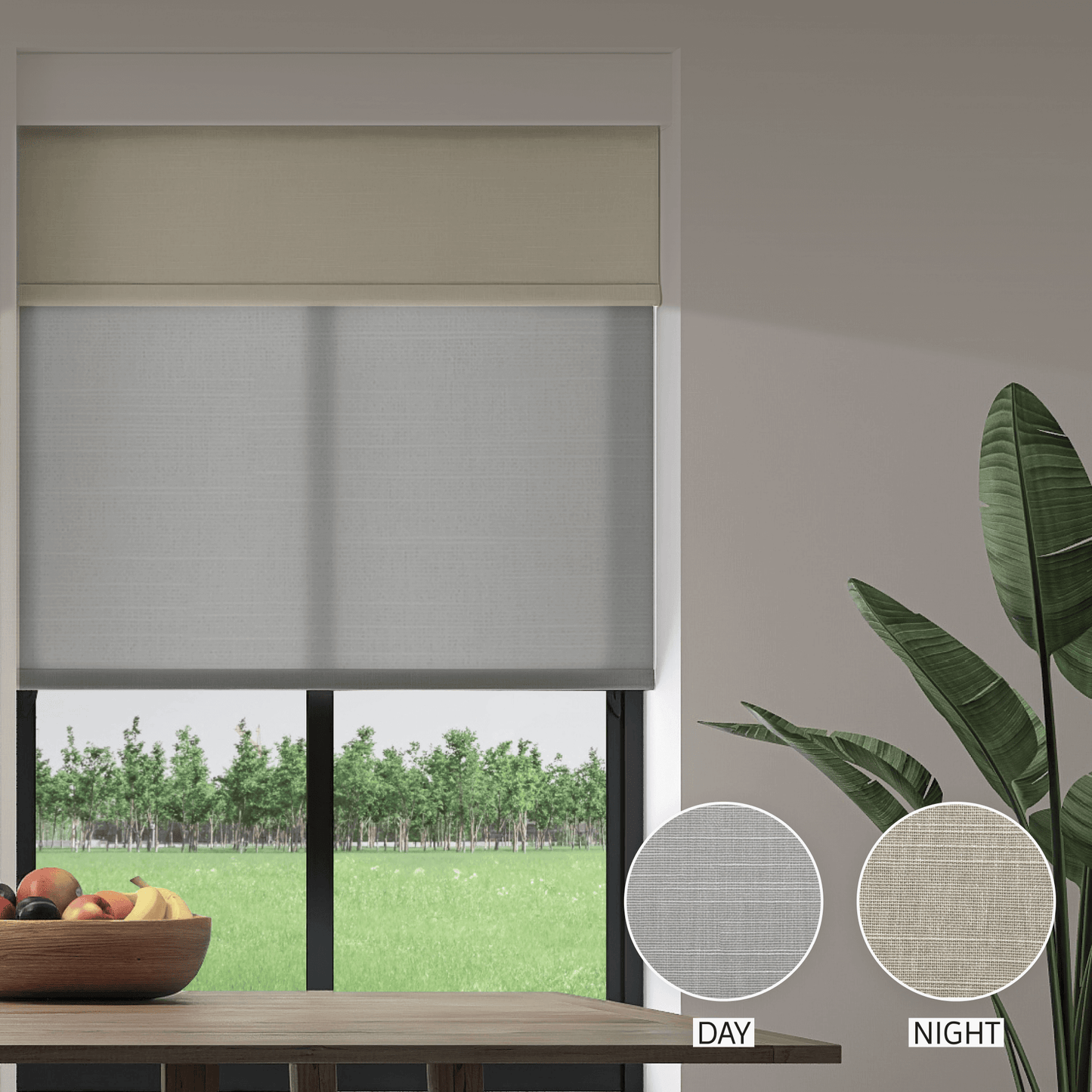 Linen Weave Day & Night Roller (Light Filtering + Blackout)