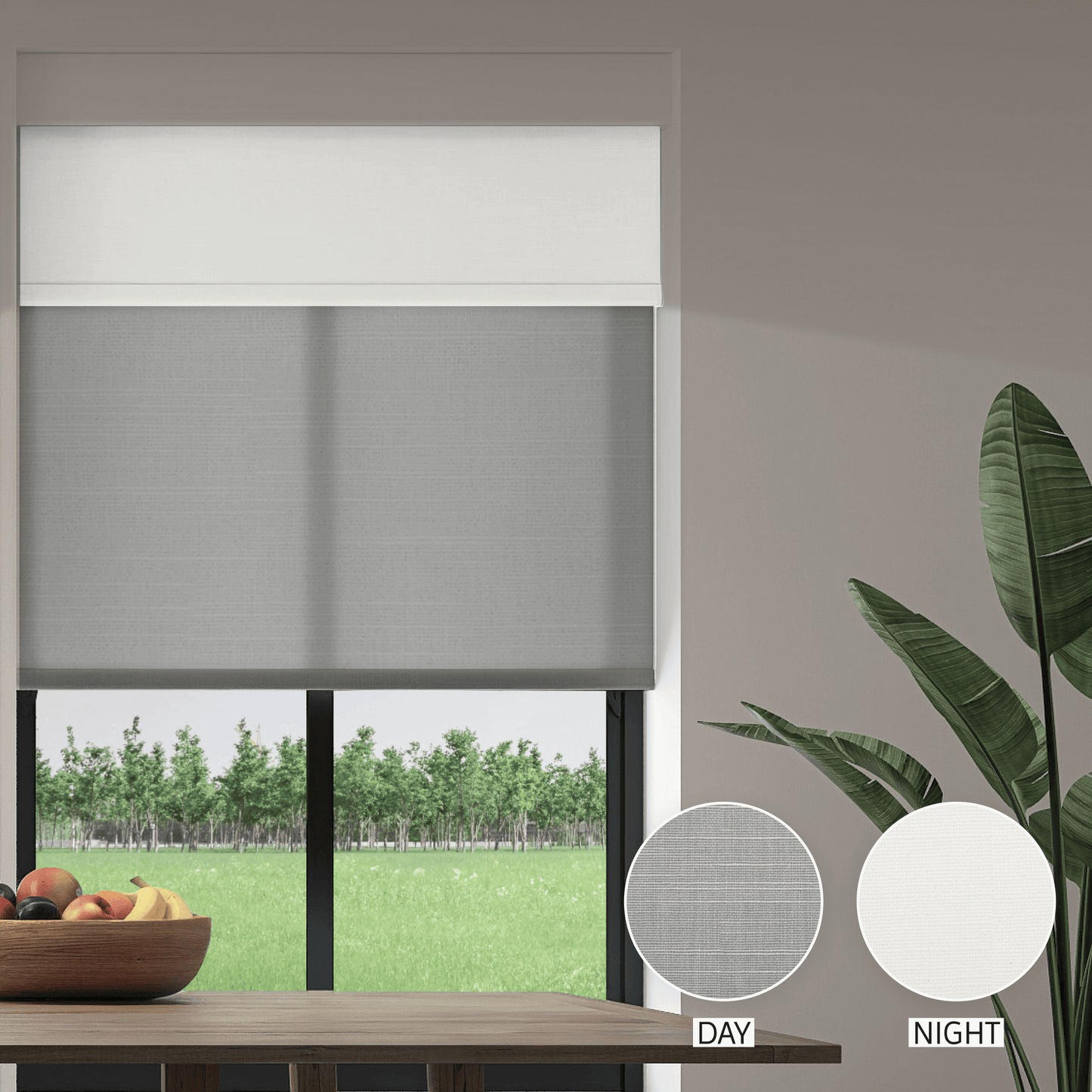 Linen Weave Day & Night Roller (Light Filtering + Blackout)